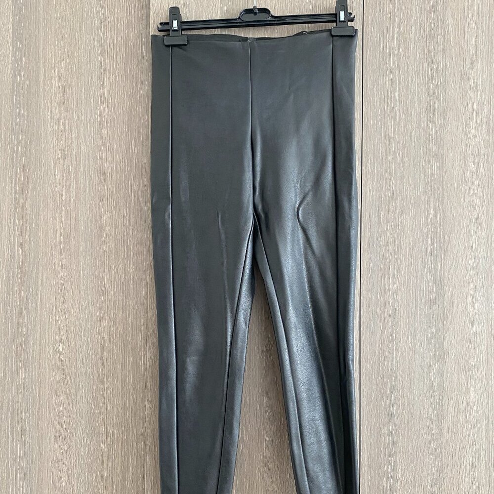 Athleta All Over Gleam Faux Leather Tight Legging Olive Green Womens Large